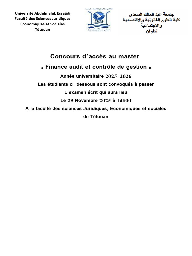 Avis Convocation Finance Audit Et Controle de Gestion | PDF