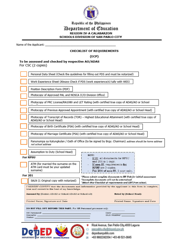 042 - Requirements For Appointment of Reclassification ECP | PDF