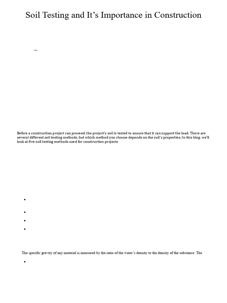 Soil Testing and It's Importance in Construction | PDF | Density | Soil