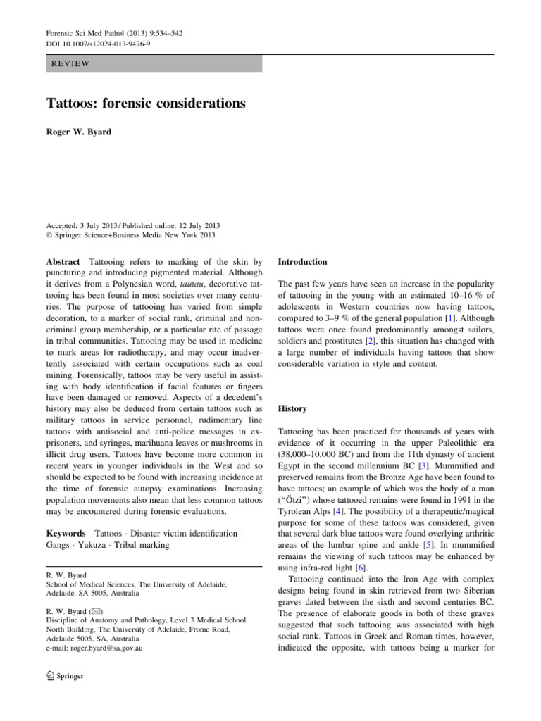 Tattoos Forensic Considerations | PDF | Tattoo