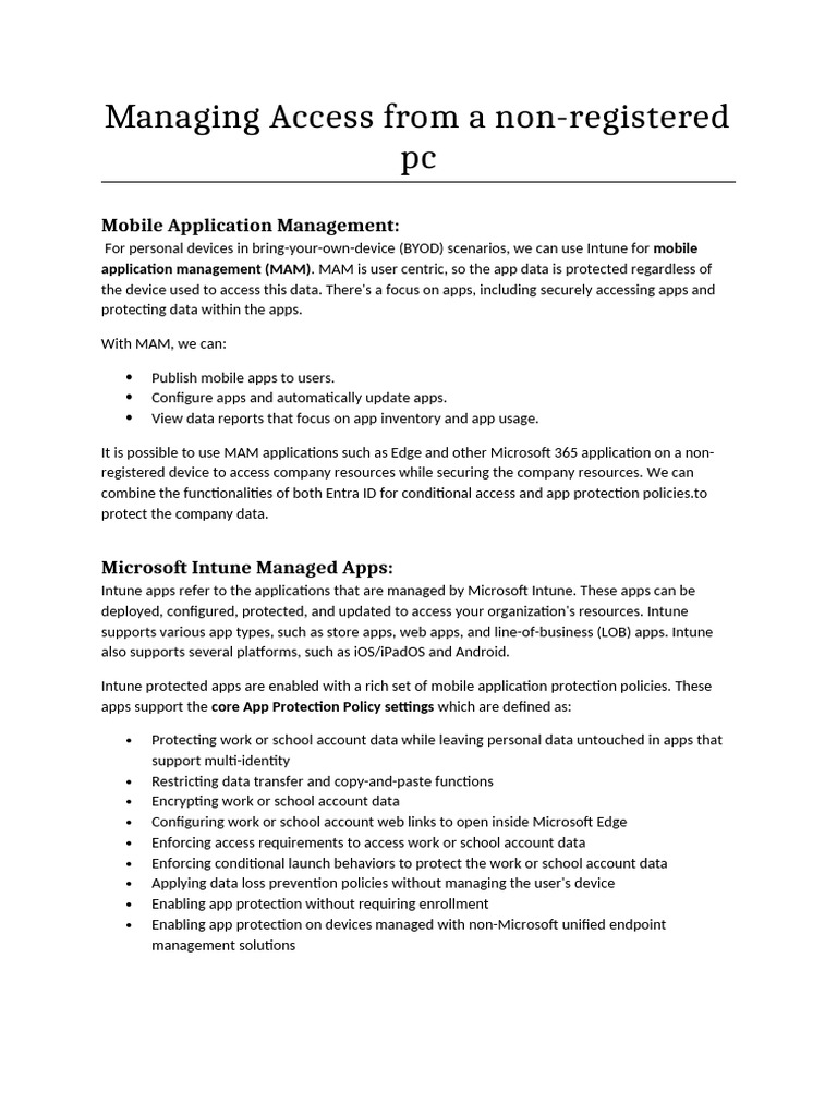 Managing Access on Windows Device Without MDM | PDF | Mobile App ...