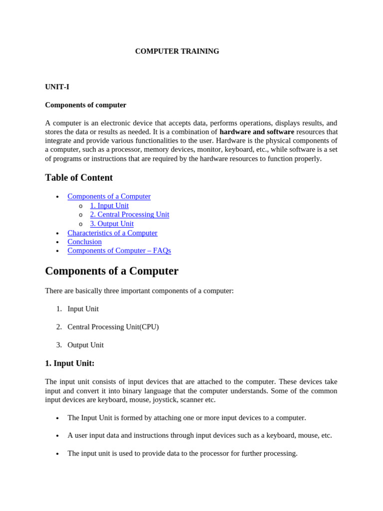 Computer Training II His | PDF | Central Processing Unit | Graphical ...