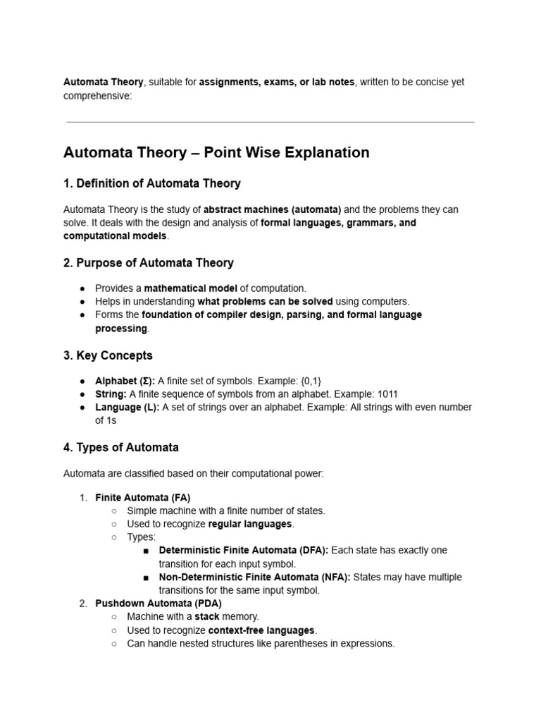 Automata Theory | PDF | Automata Theory | Theory Of Computation