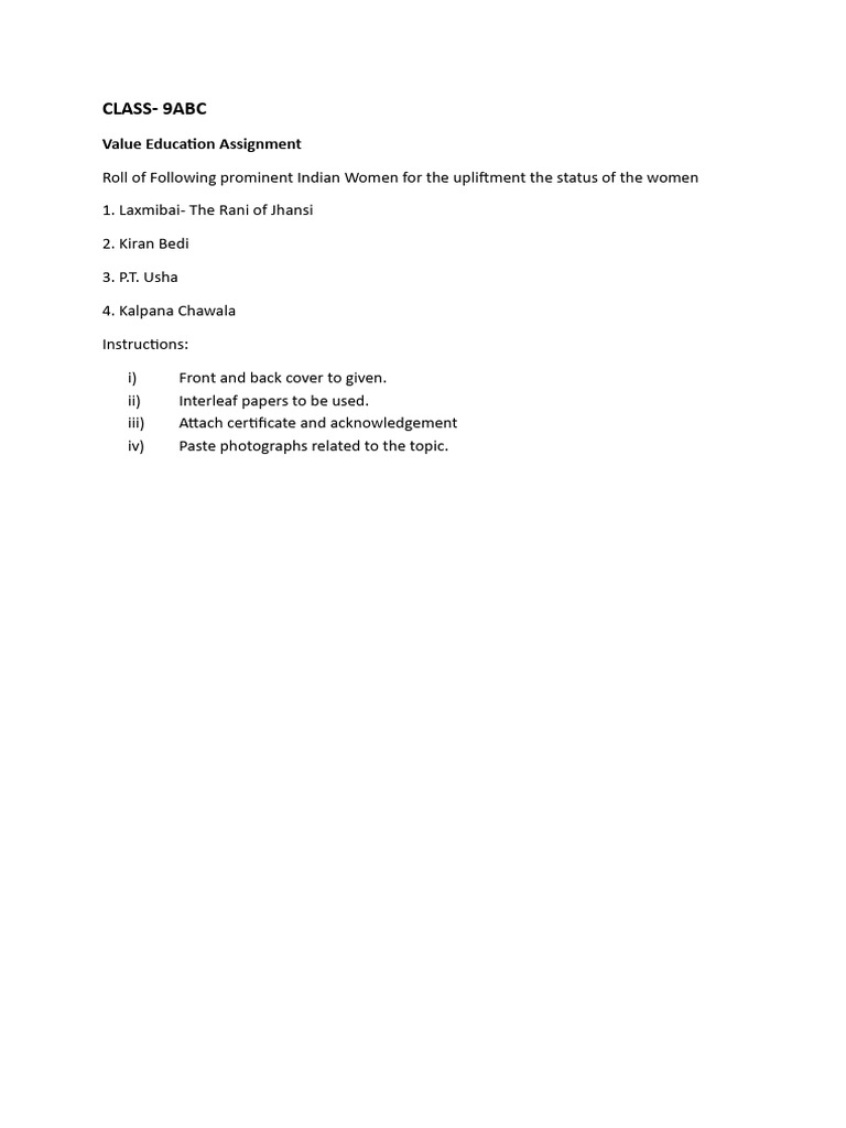 Assignment For CLASS 9ABC | PDF