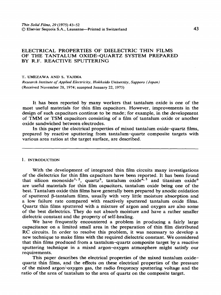 Electrical Properties of Dielectric Thin Films | PDF | Capacitor ...
