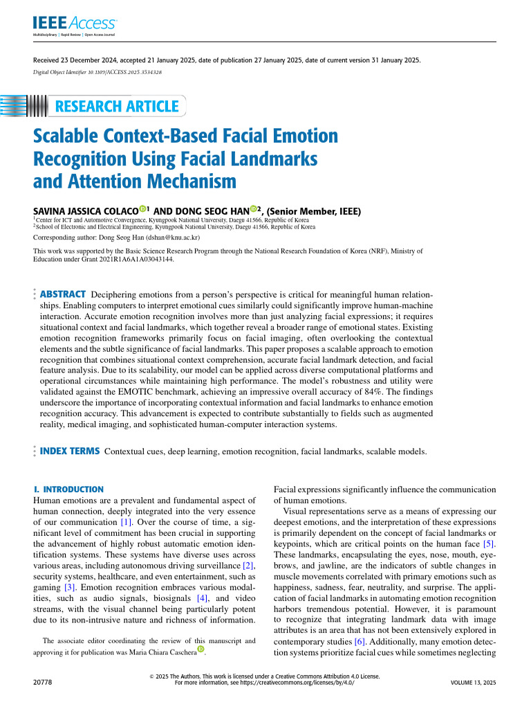 Scalable Context-Based Facial Emotion Recognition Using Facial ...