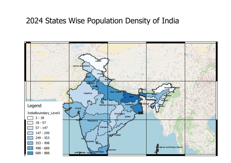 2024 States Wise Population Density of India: Legend | PDF
