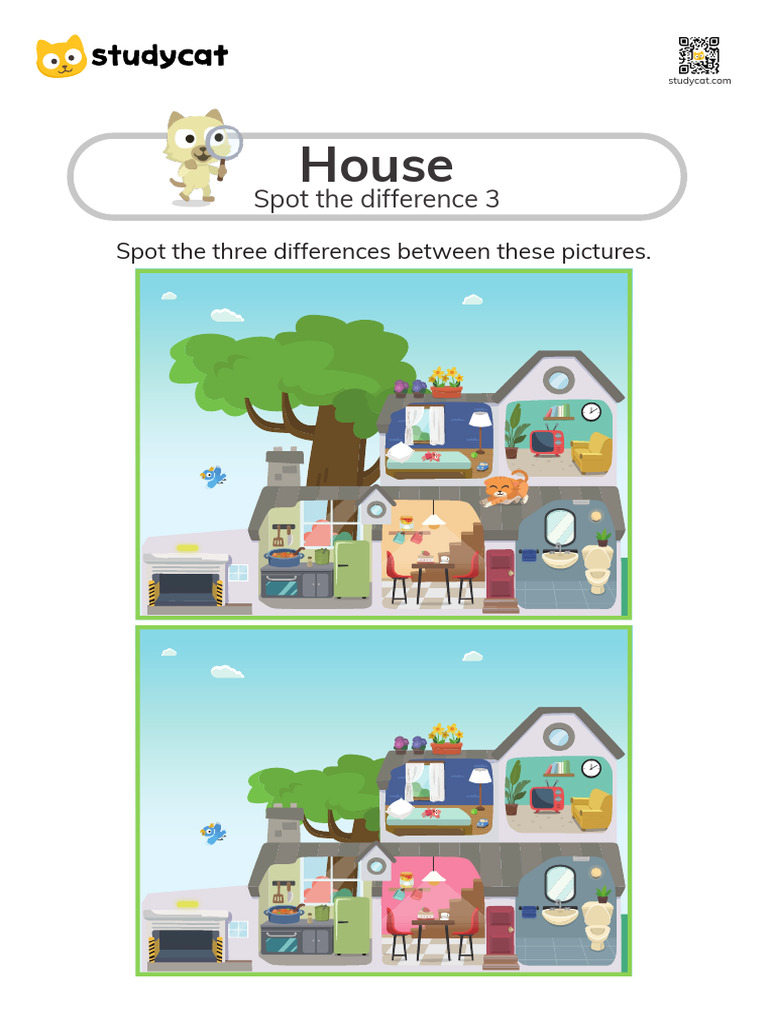 House Spot The Difference Worksheet 3 | PDF