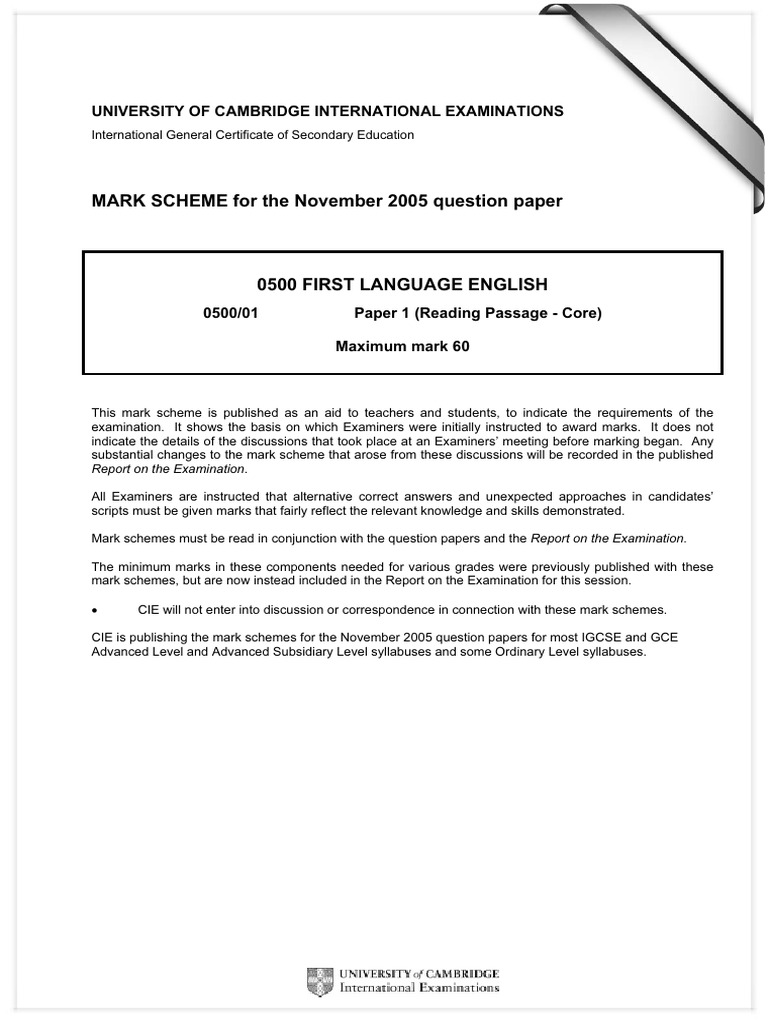 0500_w05_ms_1 | PDF | Qualifications | Student Assessment And Evaluation