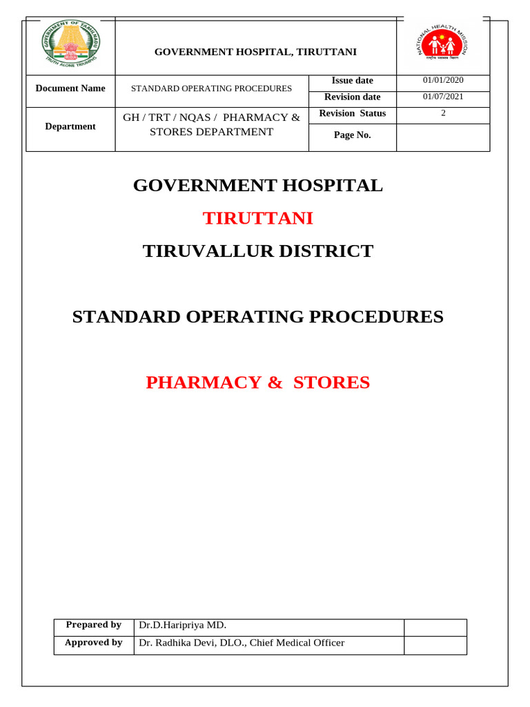 SOP Pharmacy | PDF | Pharmacist | Pharmacy