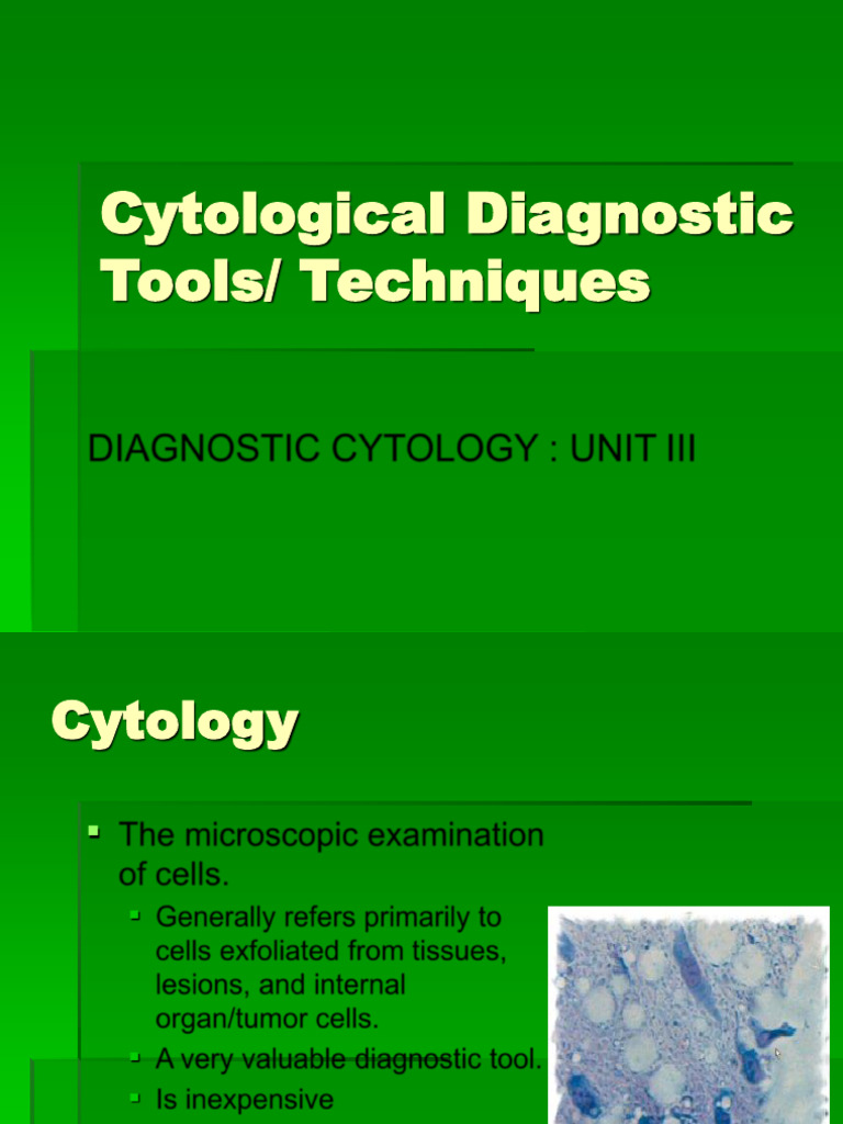 Cytology Diagnostic Tools | PDF | Cytopathology | Medical Specialties