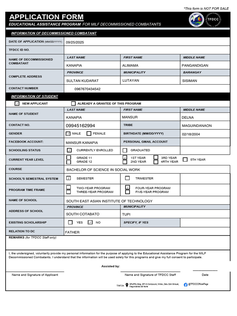 EAP Application Form | PDF