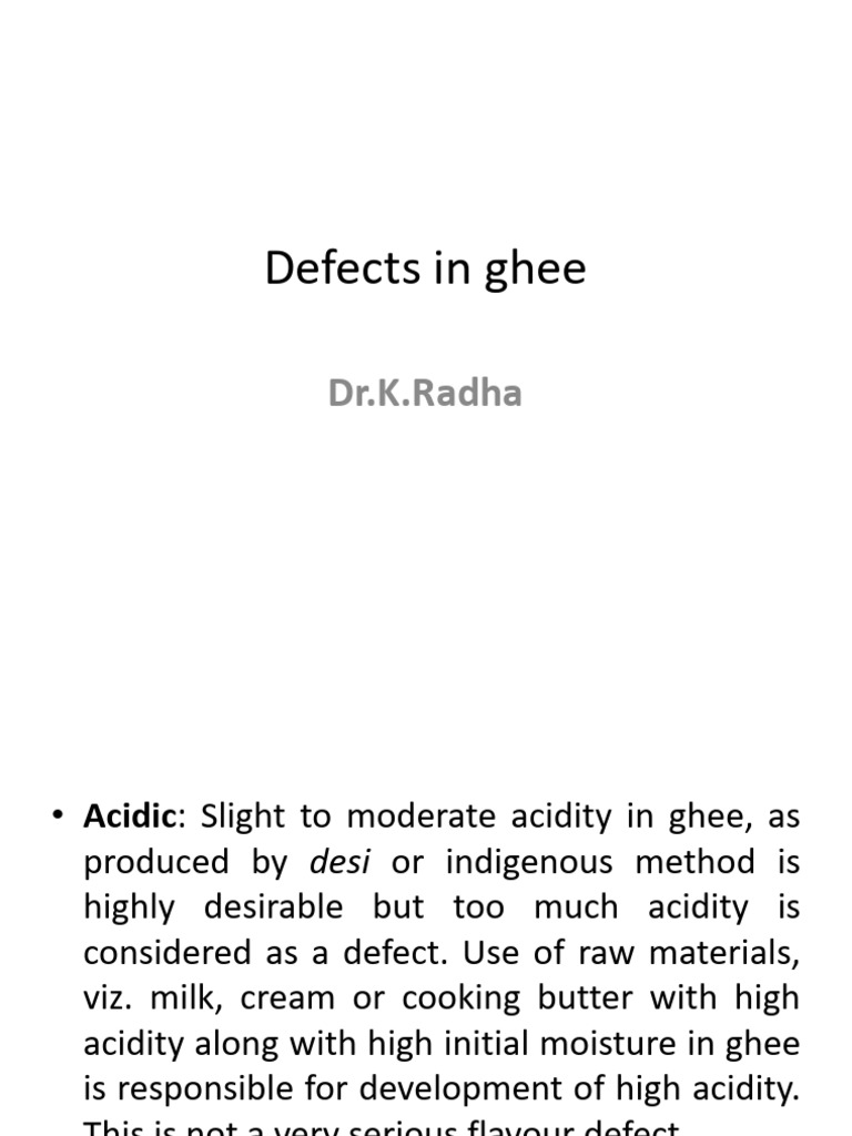Ghee - Defects | PDF | Butter | Fat