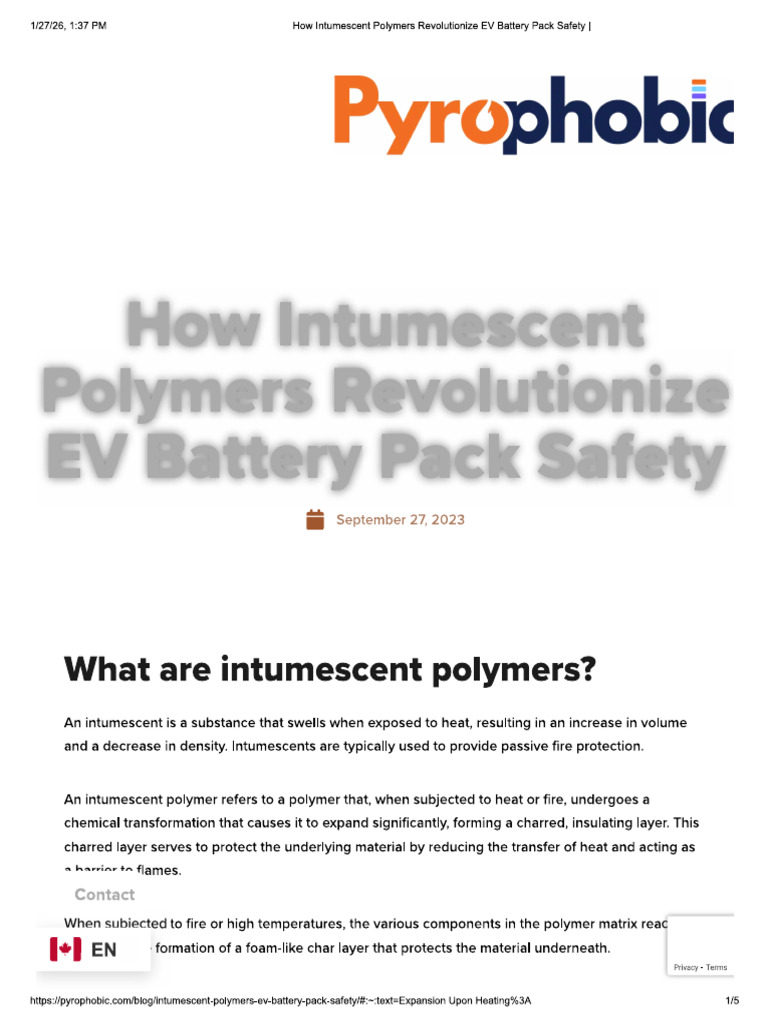 How Intumescent Polymers Revolutionize EV Battery Pack Safety | PDF
