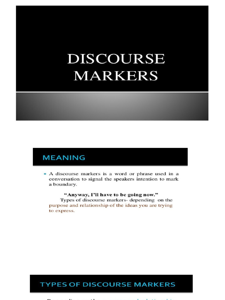 Discourse Markers | PDF