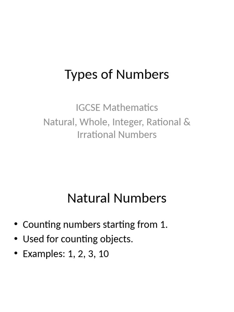 IGCSE Types of Numbers Enhanced | PDF