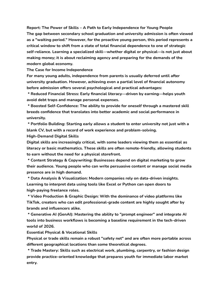 Report- The Power of Skills – a Path to Early Independence for Young ...
