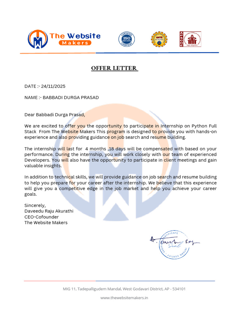 Offer Letter From TWM - 20251122 - 213855 - 0000 | PDF