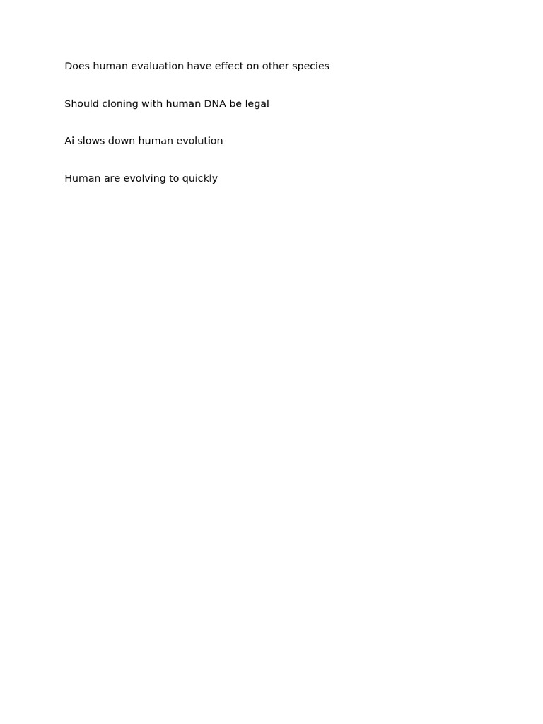 Does Human Evaluation Have Effect on Other Species | PDF