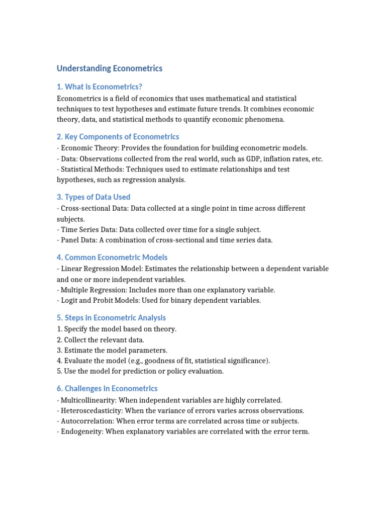 Understanding Econometrics | PDF