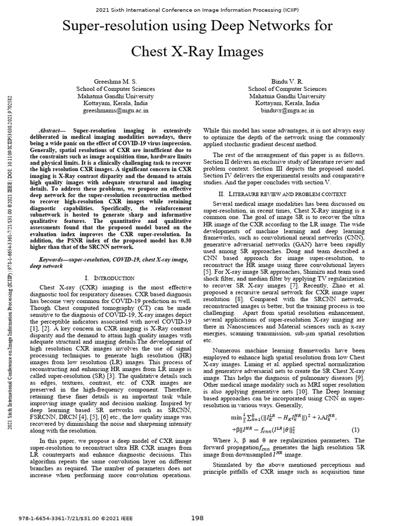 Super-Resolution Using Deep Networks For Chest X-Ray Images | PDF ...