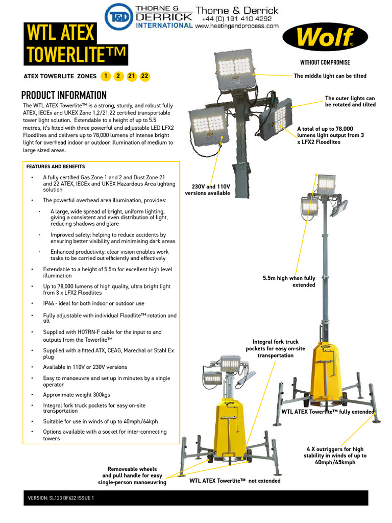 ATEX Towerlite Hazardous Area Tower Lighting Data Sheet 2 | PDF ...