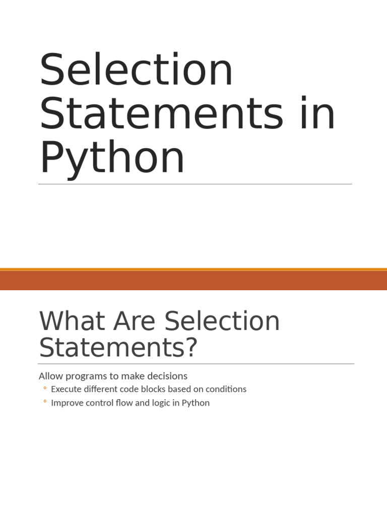 Selection Statements Python Presentation | PDF