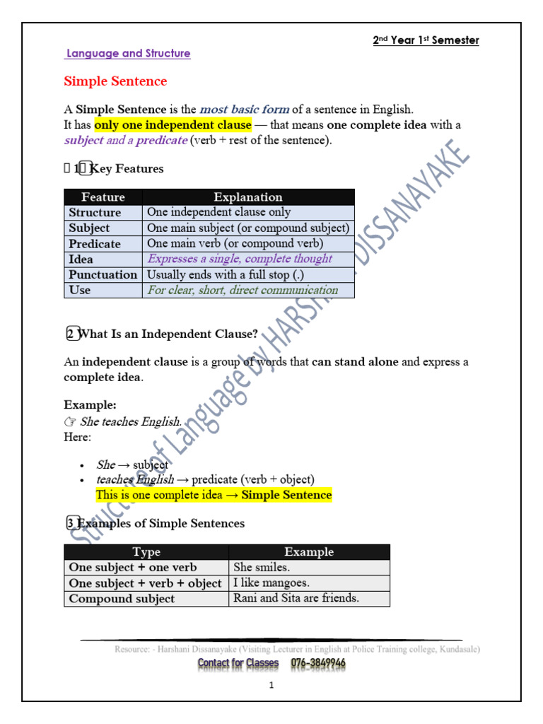 Simple and Compound Sentences | PDF | Subject (Grammar) | Verb
