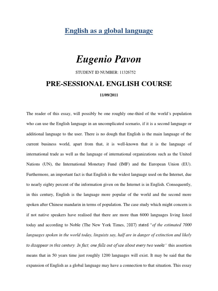 Essay english is a global language
