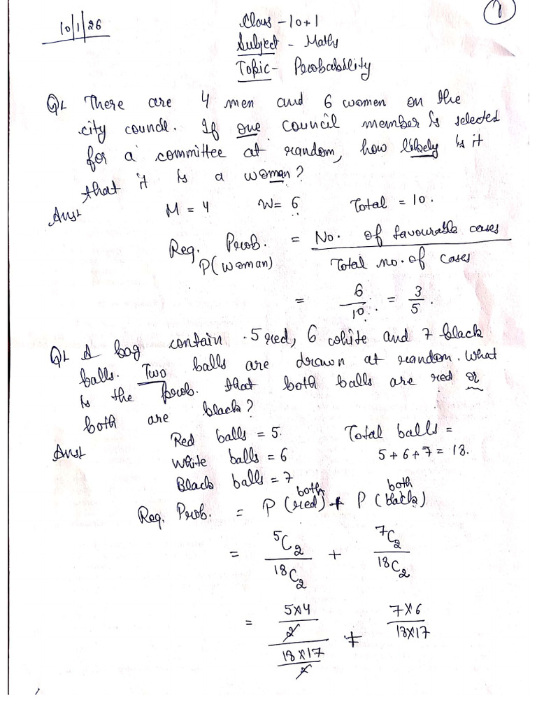 10+1 (Maths)Muskaan Mam Notes 10-1-26 | PDF