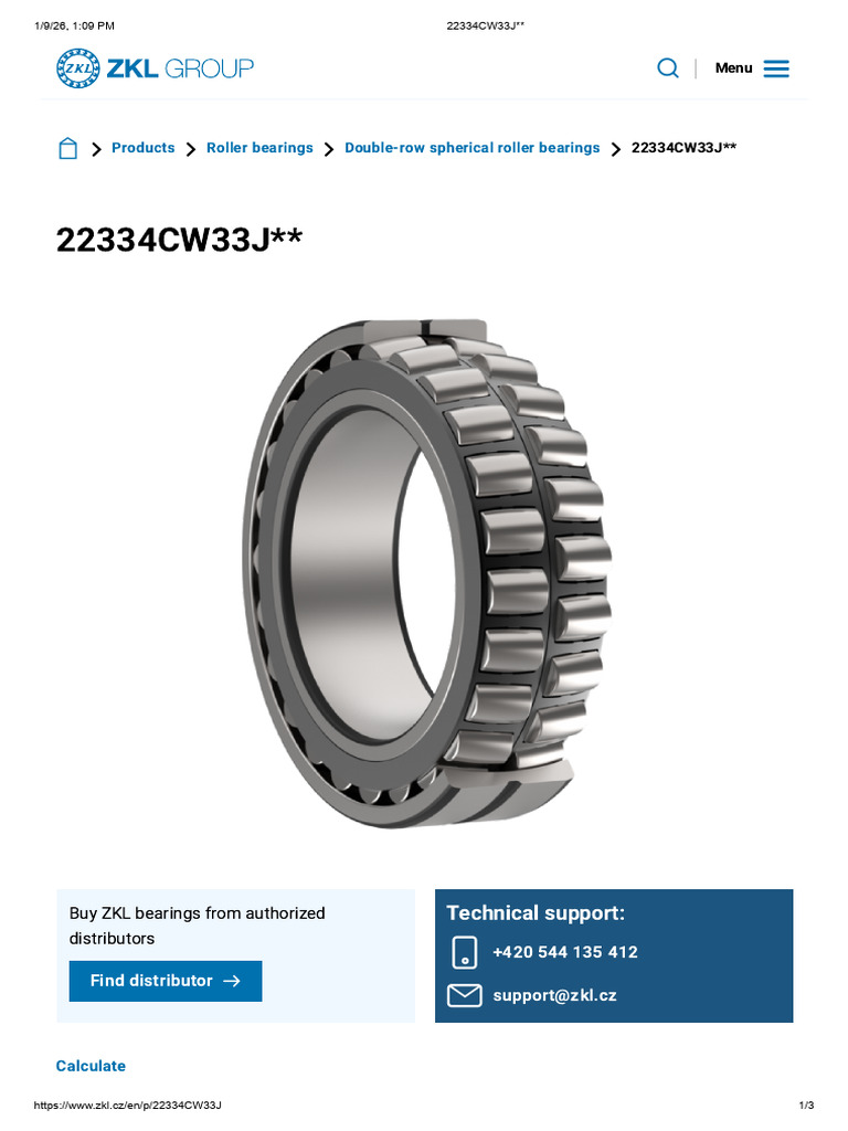 ZKL 22334CW33J | PDF | Bearing (Mechanical) | Mechanical Engineering