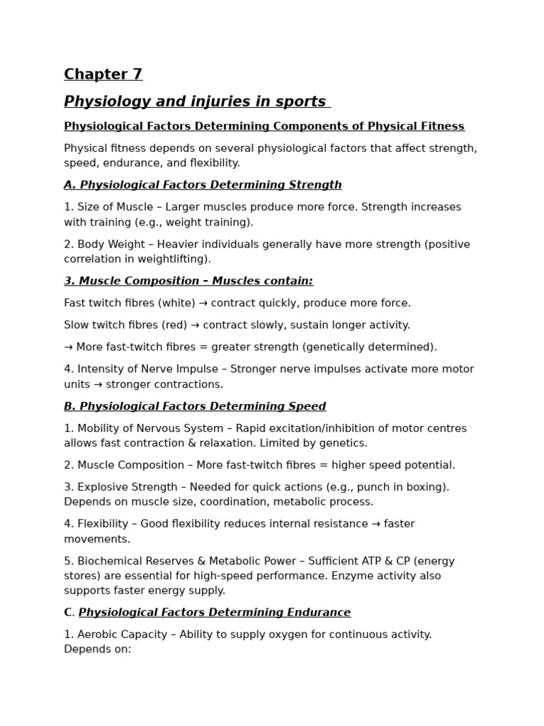 Physiology & Injuries in Sports | PDF | Skeletal Muscle | Flexibility ...