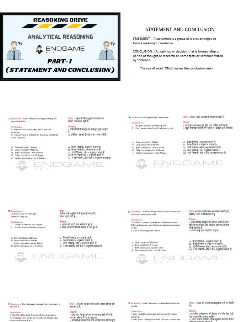 Statement & Conclusion-Endgame SSC | PDF