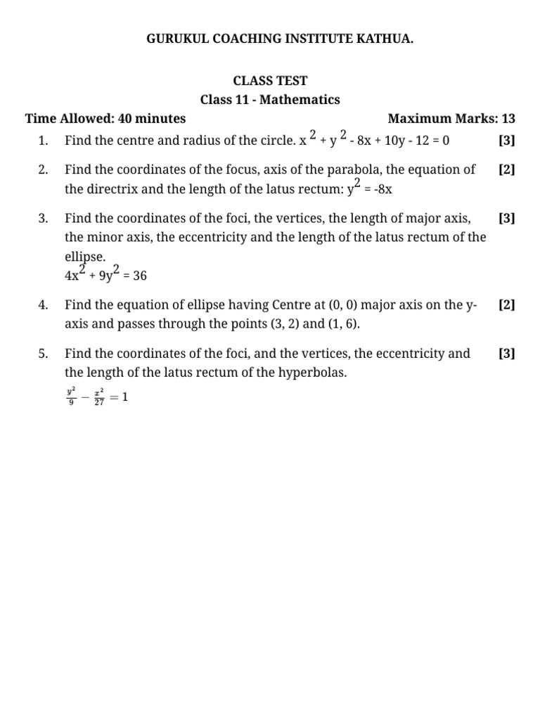 Class Test | PDF