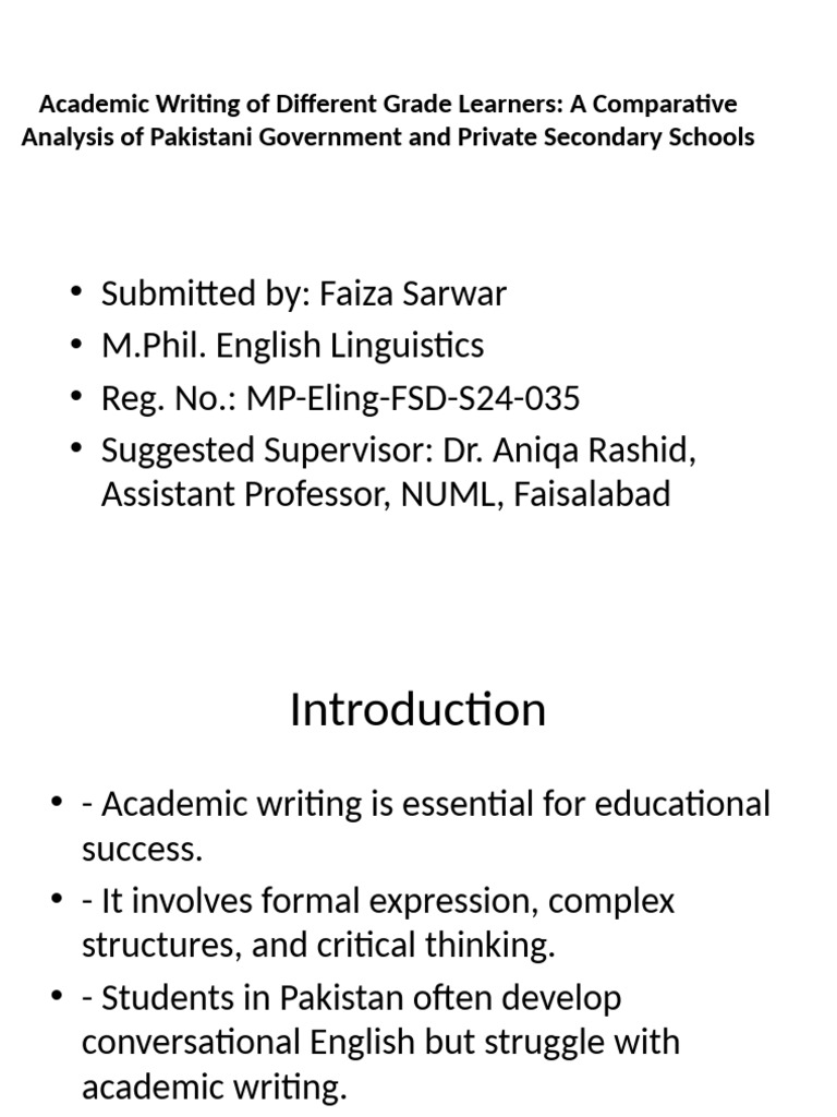Academic Writing Synopsis Presentation | PDF | Syntax | Qualitative ...