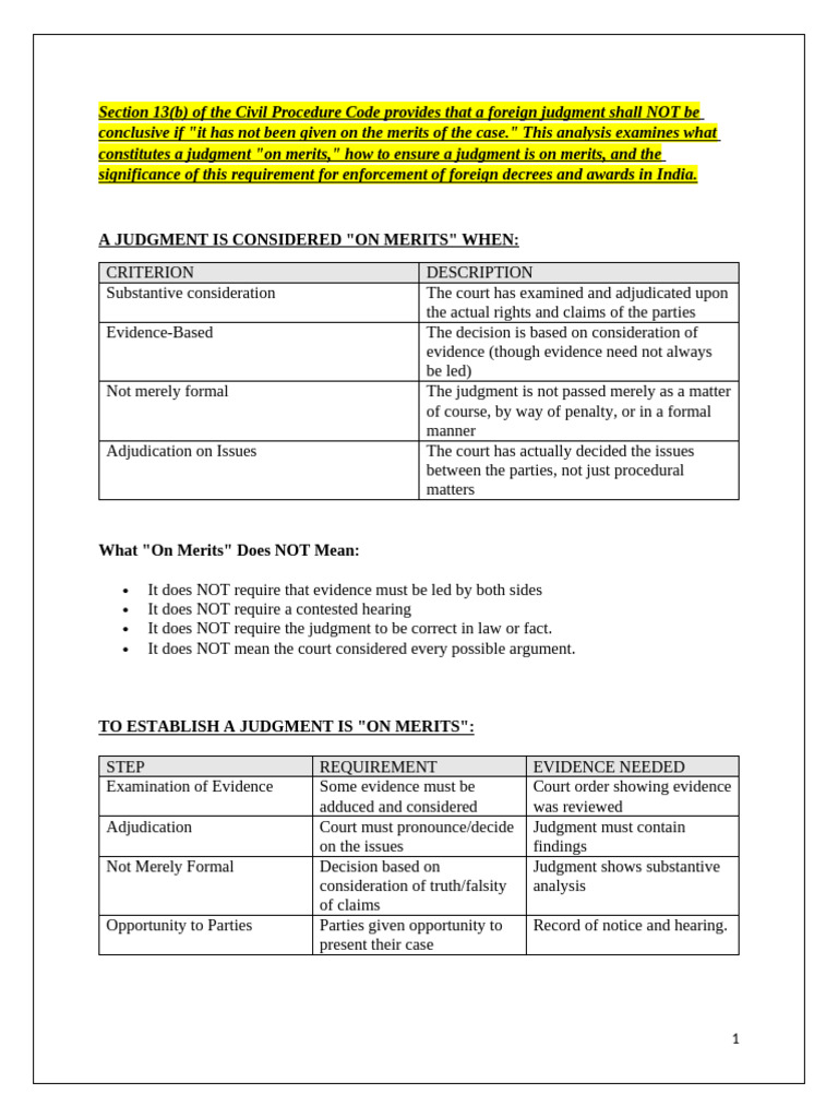 Section 13 (B) Judgment On Merits. | PDF | Judgment (Law) | Burden Of ...