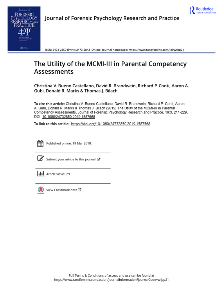 The Utility of The MCMI III in Parental | PDF | Mental Health ...