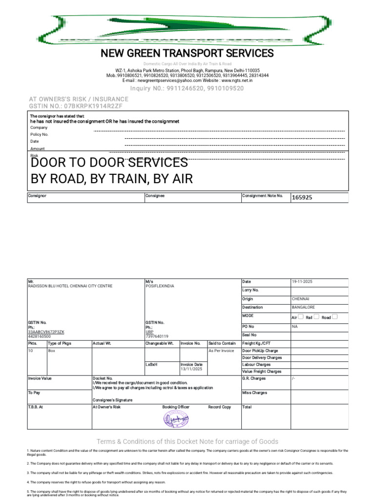 New Green Transport Services- Lr Print | PDF | Cargo