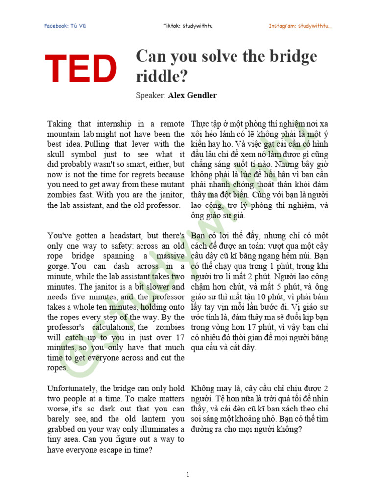 Can You Solve The Bridge Riddle | PDF