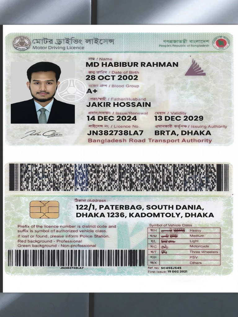 Bangladesh Driving License Template in PSD Format 1 | PDF
