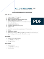 List of Documents Required for H1 TransferChange of Status Processing