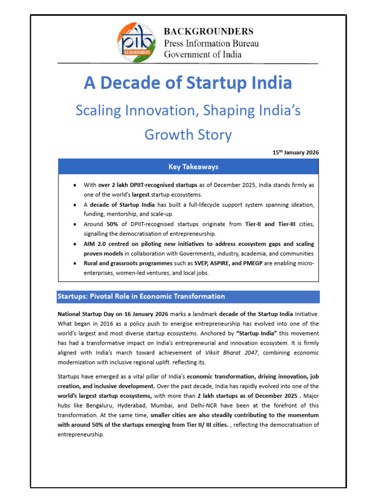 10 Years of Startup India | PDF | Startup Company | Small Business ...