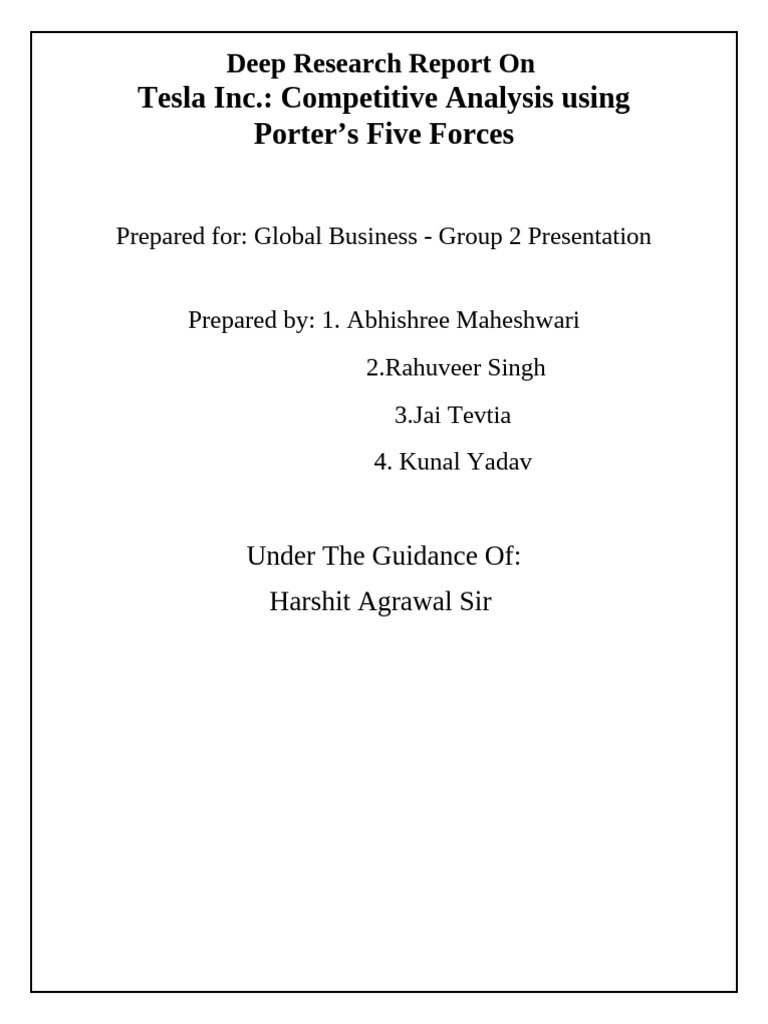 Tesla Porters Five Forces Deep Report 10pages | PDF | Electric Vehicle ...