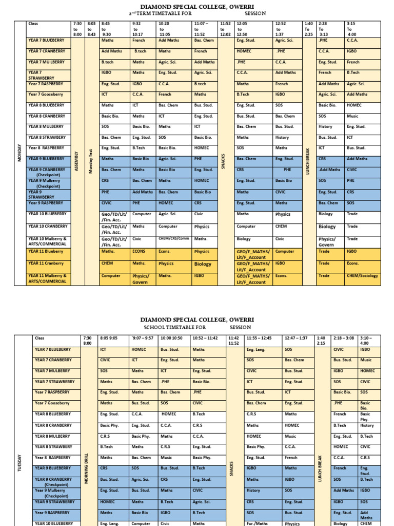 Updated (B) 2nd Term Timetable For 2025 - 2026 Academic Session (DSC ...