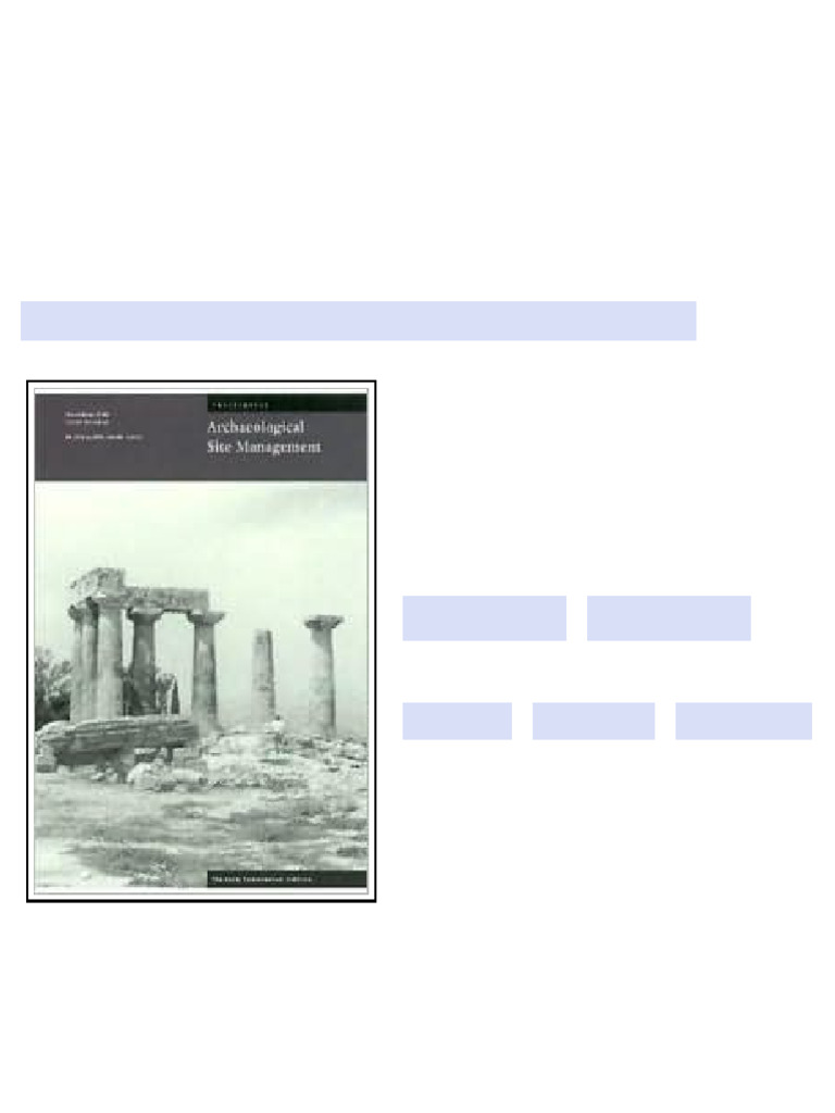 Management Planning for Archaeological Sites Proceedings of the Corinth ...