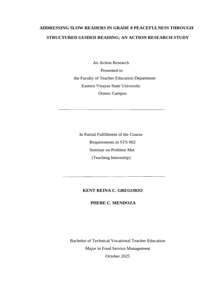 Addressing Slow Readers in Grade 8 Action Research | PDF | Reading ...