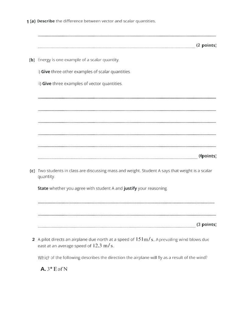 AP Phy1 Vectors Practice Exam | PDF