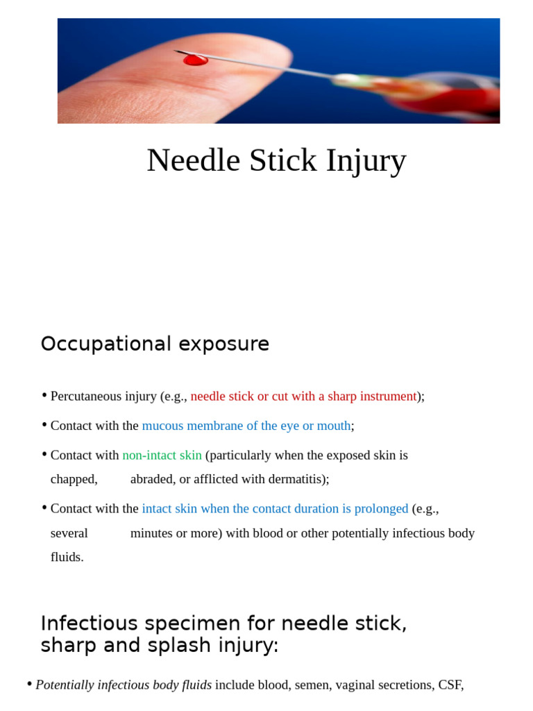 Needle Stick Injury - VMC MDRI | PDF | Clinical Medicine | Medical ...