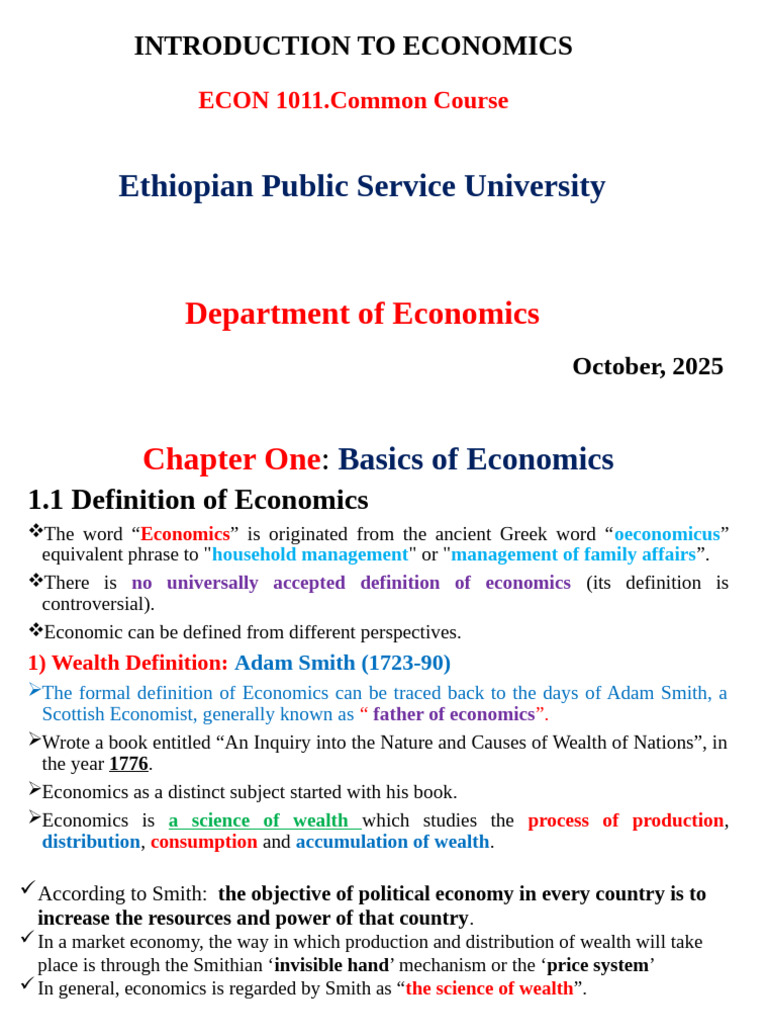 Chap 1. Basics of Economics | PDF | Economics | Microeconomics