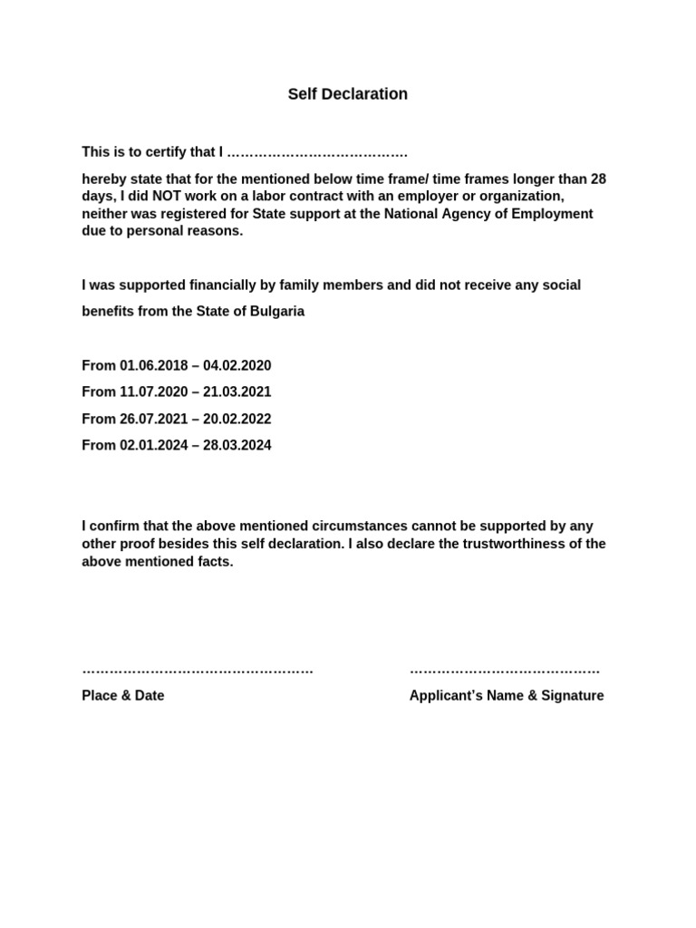 Self Declaration | PDF